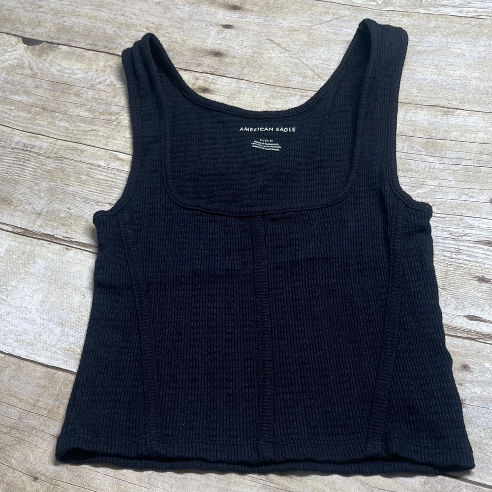 American Eagle Black Ribbed Sleeveless Top